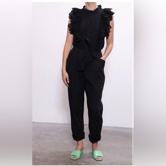 Apiece Apart Limon Eyelet Jumpsuit Black Size 4 - Picture 1 of 7